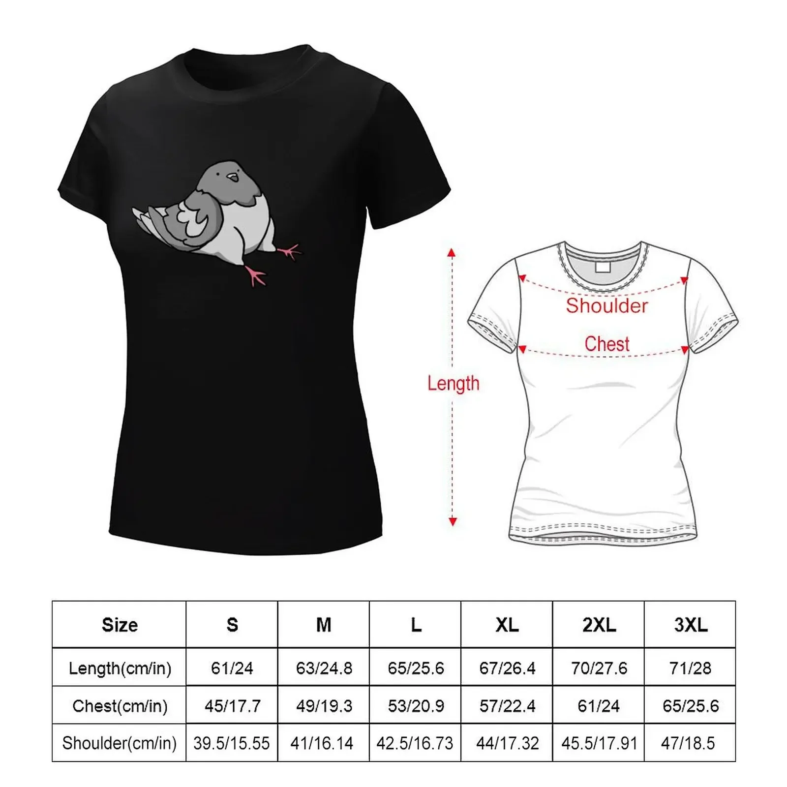 sitting pigeon T-shirt tops cute tops anime clothes t-shirt dress for Women long