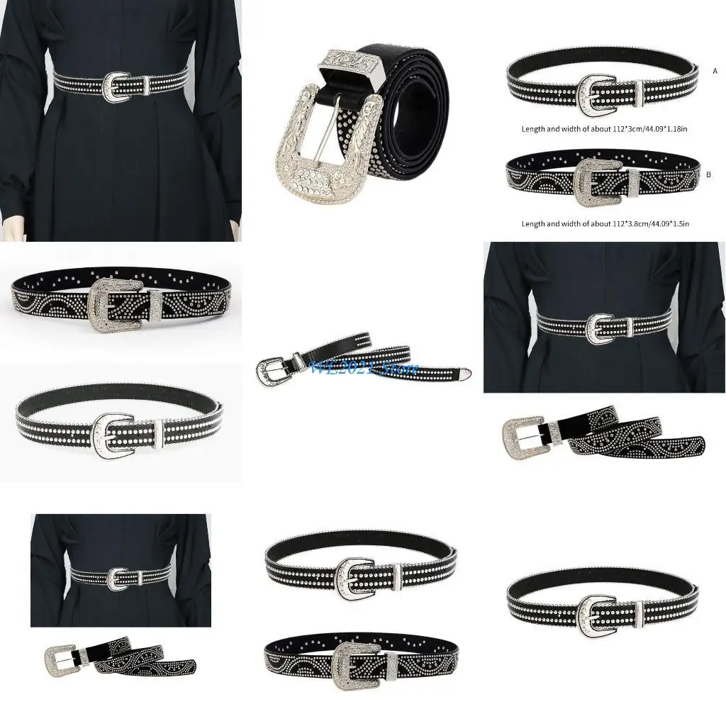 

G5GC Unisex Punk Waist Belt for Banquet Idol Costume Studded Waist Belt Jewelry