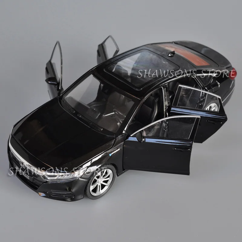 1:24 Scale Diecast Model Car Toy Accord Sport Hybrid Miniature Replica Pull Back Sound Light