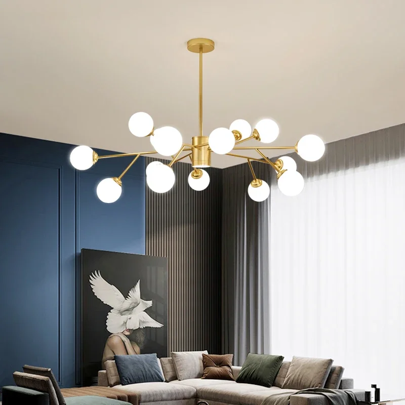Nordic Tree Branch Ceiling LED Chandelier Glass Ball For Kitchen Dining Table Home Decor Led Hanging Lamp Decoration Maison