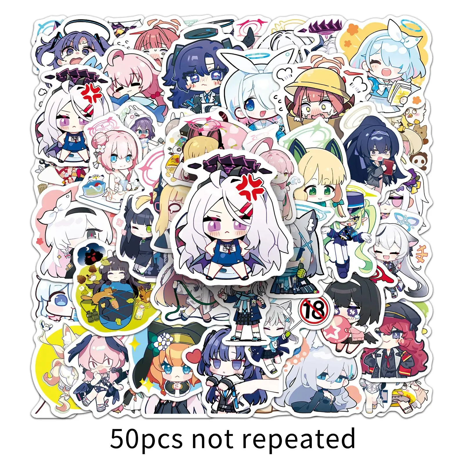 50PCS Q-versie Blauw Archief De Animatie Japanse Animatie Leuke Decoratie Bagage Telefoonhoes Waterdichte Sticker Kinderspeelgoed