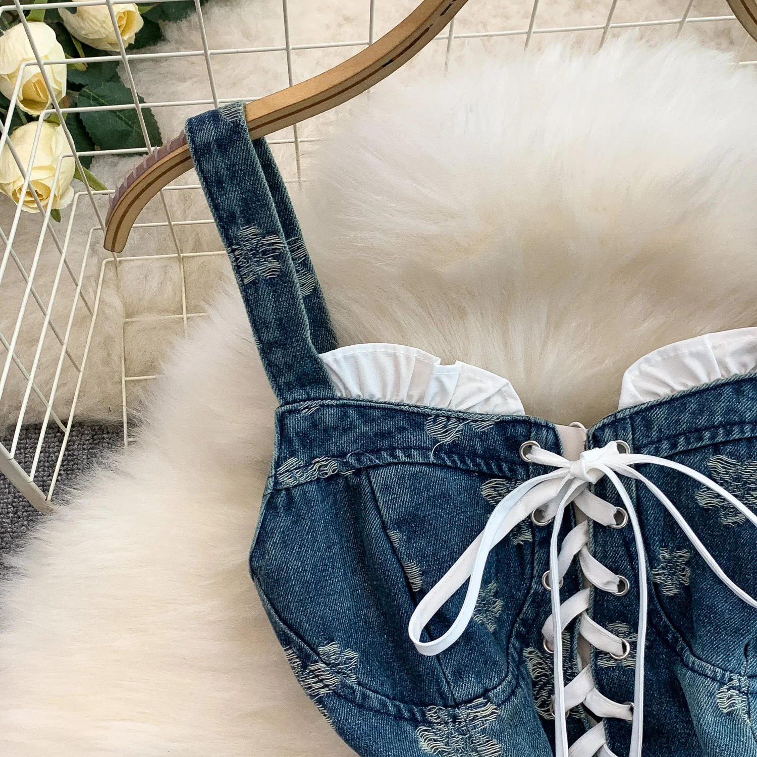 Vestido vaquero a la moda para mujer, vestidos escalonados florales de Jacquard con tirantes finos, vestidos sexis de fiesta en la playa de verano para mujer