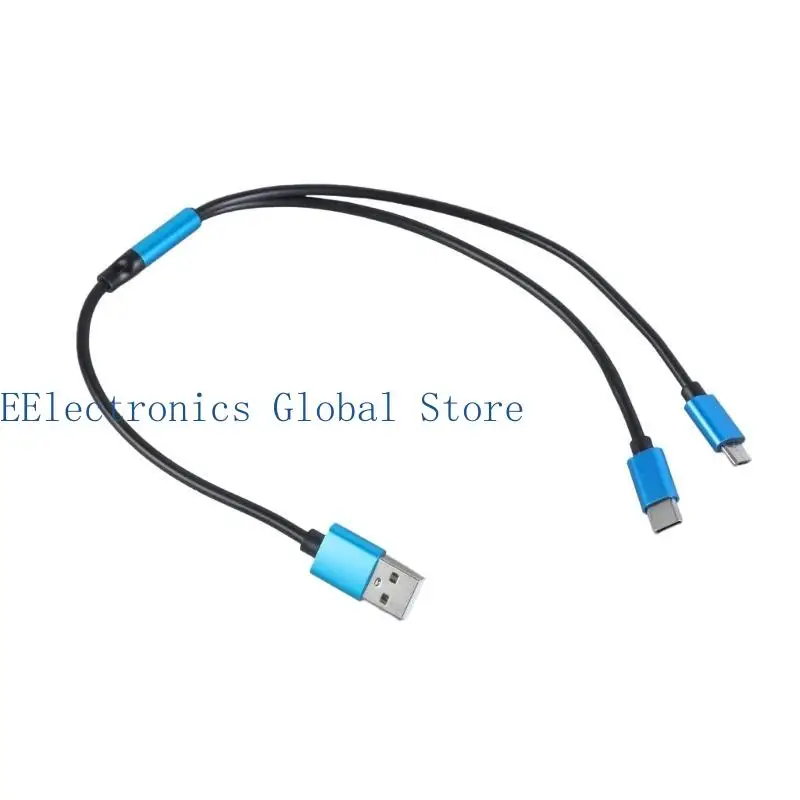 462B USB to Type C + MicroUSB Connectors Data Sync Fast Charging Cord for Cellphone