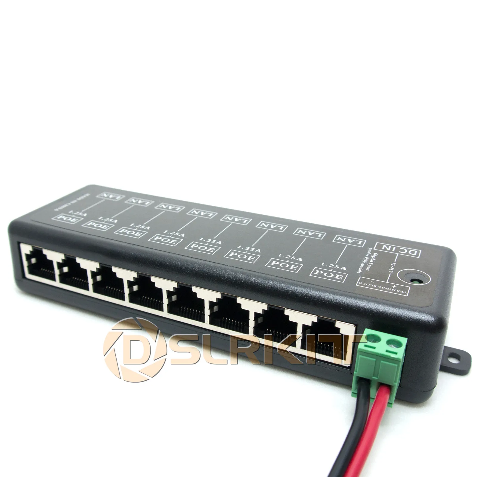 8พอร์ต Gigabit Passive PoE Midspan Ethernet Adapter 48V2A 96วัตต์ PSU