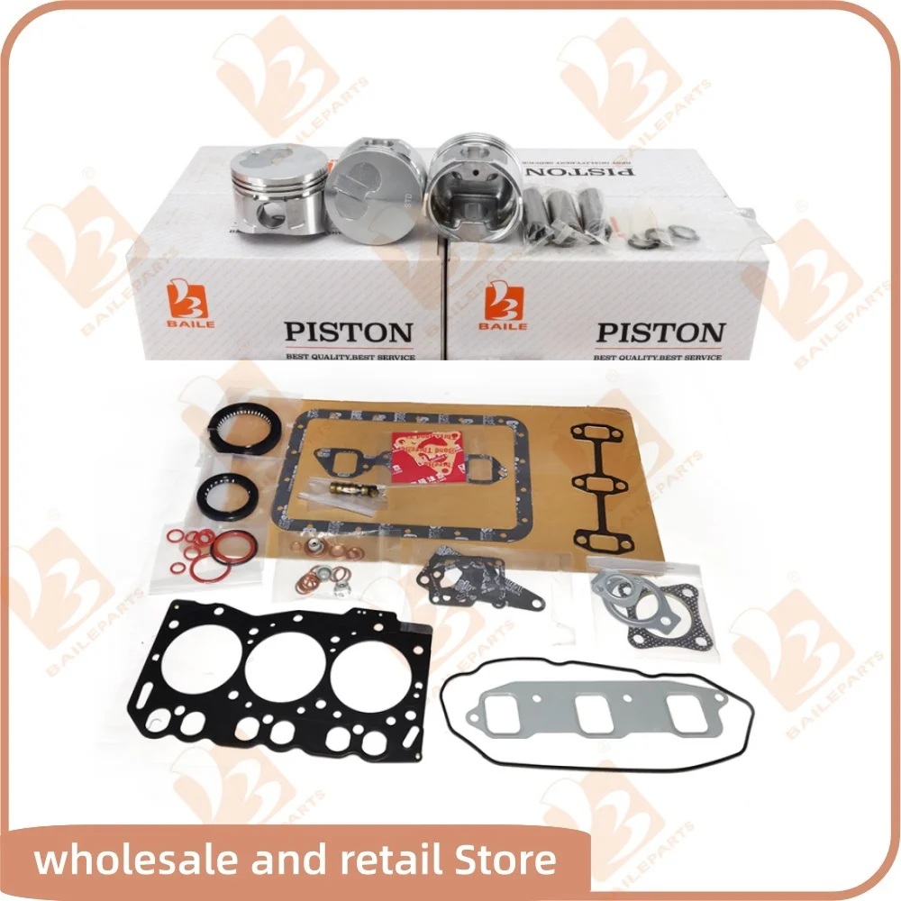 For Yanmar 3TNE68 Overhaul Rebuild Kit Full Gasket Kit Set Piston With Pin Lock 119265-22940 68*1.5HK+1.5+3mm Engine Spare Parts