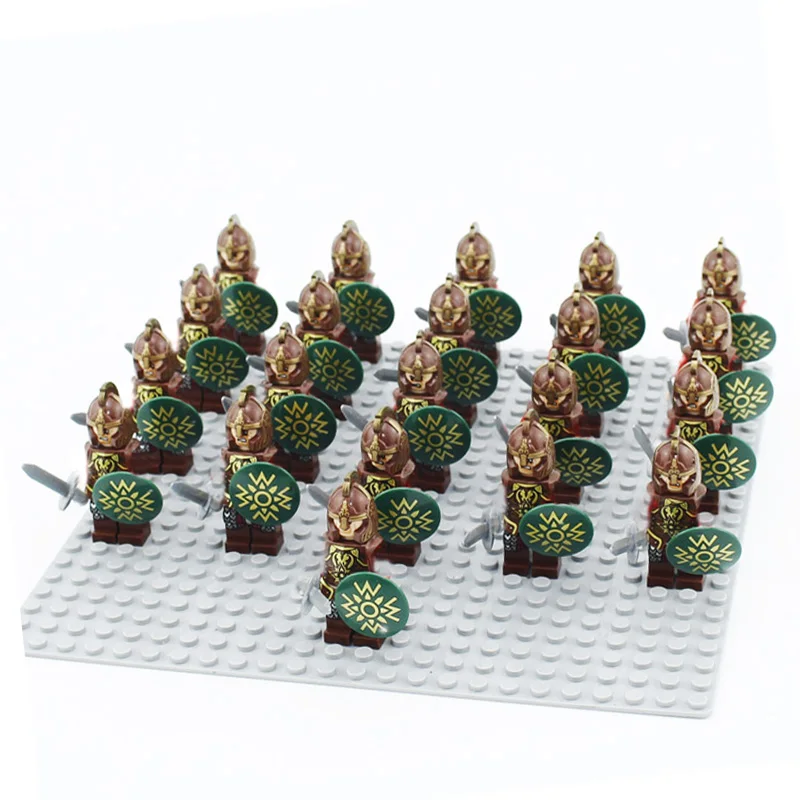 21pcs Game Thrones Mini Elf Strong Orcs Army Gandalf Dwarf Rohan Knight Rome Solider Figure Building Block Set Toys for Kids