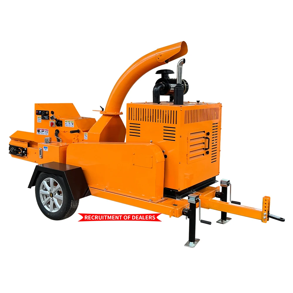 Garden waste tree branches shredder forest machinery wood chipper Mobile Diesel Engine Wood chipper shredder