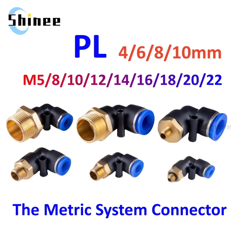 Pneumatic Air Connector Fitting PC PL 4mm 6mm 8 10 Thread M5 M6 M8 M10*1.0 M12 M14 M22 1 way Hose Fittings Pipe Quick Connectors