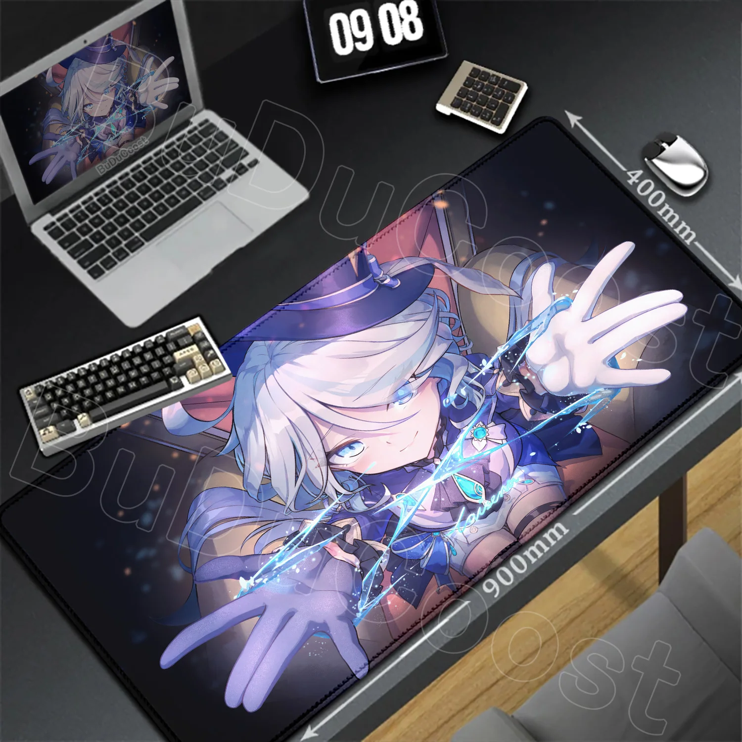 

Laptop Keyboard MousePad desk mat Office PC Kawaii Gaming Accessories 90x40cm MouseMat Genshin Impact Furina Anime Game Mousepad
