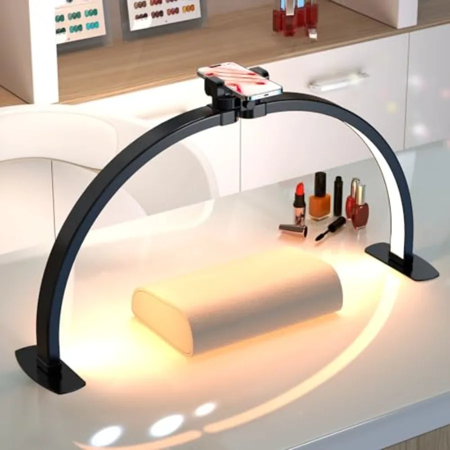 

Professional Large Half Moon Light for Nail Desk with Phone Holder Arch Light for Nail Techs for Manicure Table Large
