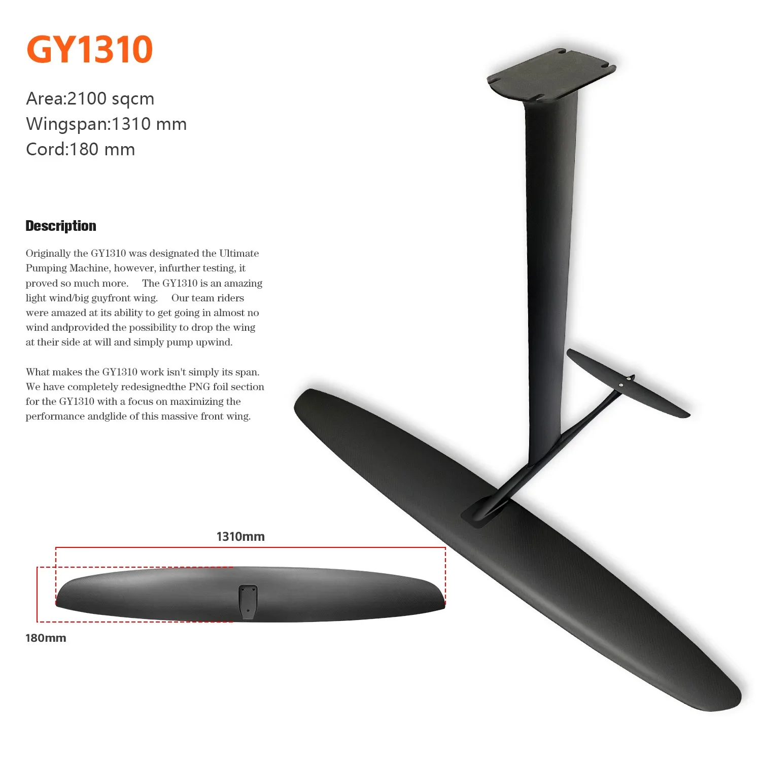 

Лидер продаж GY1310 2100 кв.см Сверхлегкая сменная доска для серфинга из углеродного волокна на подводных крыльях для водных кайтсерфинга