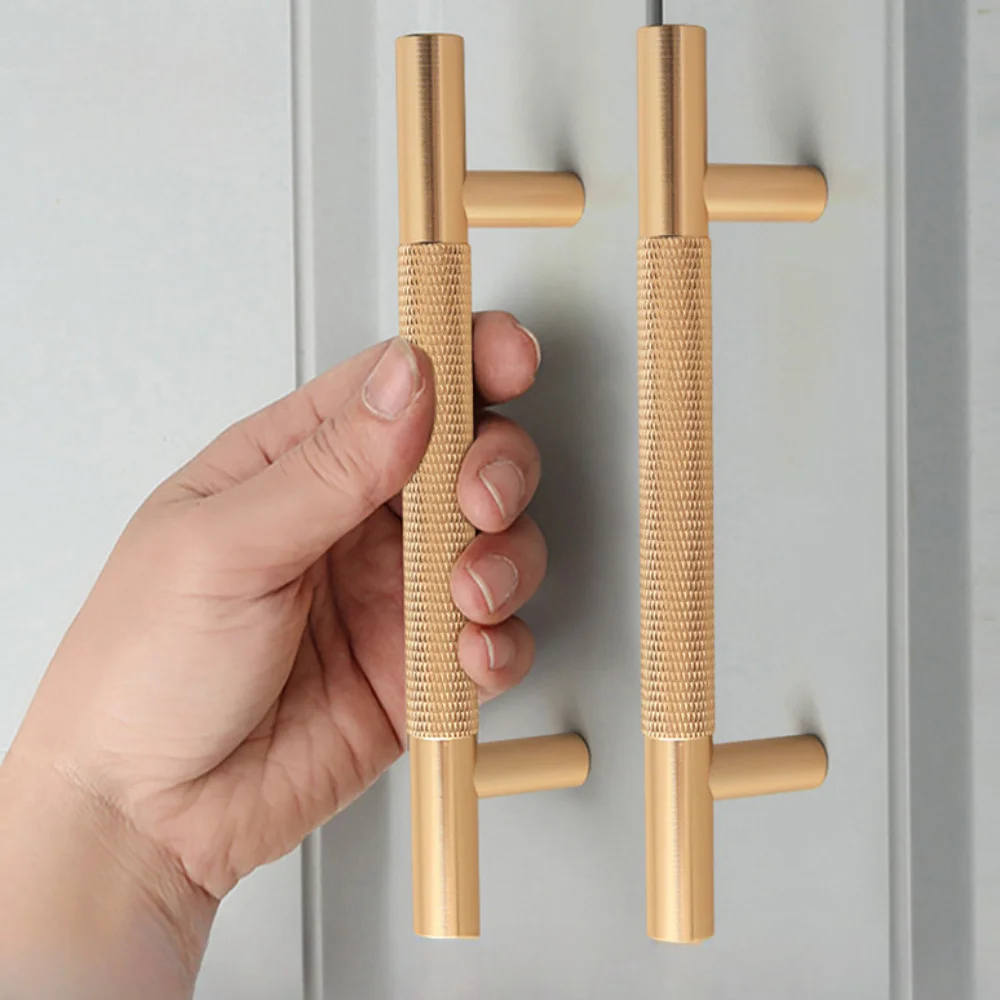 

4pcs Brushed Copper Cabinet Handles - Solid Brass Kitchen Drawer Pulls Furniture Door Knobs for Cupboards Bedrooms