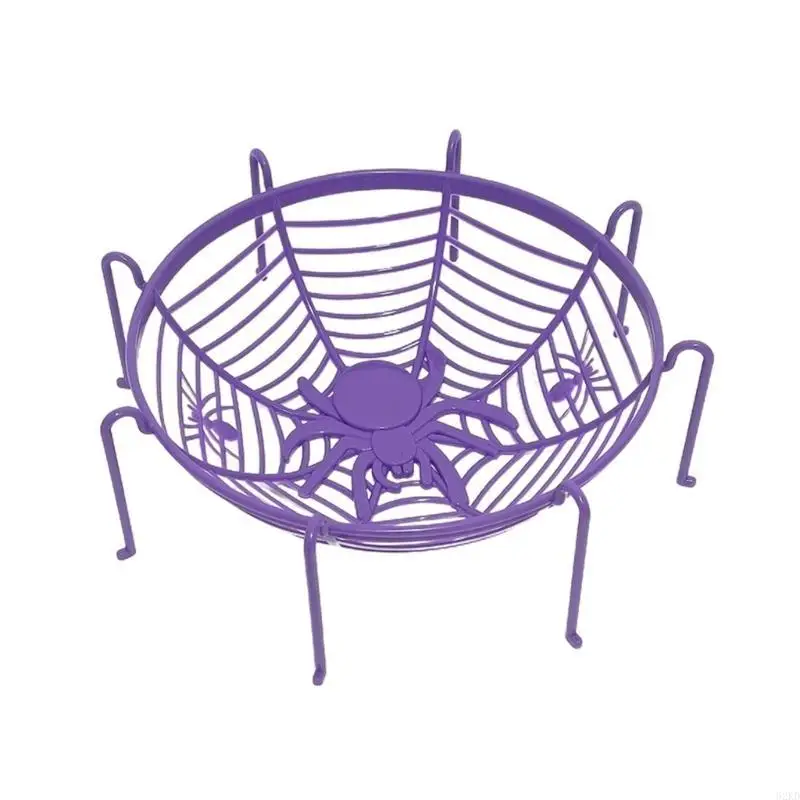 62KD Halloween Spiders Web Fruit Bowls for Trick or Treats Candy Spiders Fruit Holder Halloween Fruit Baskets