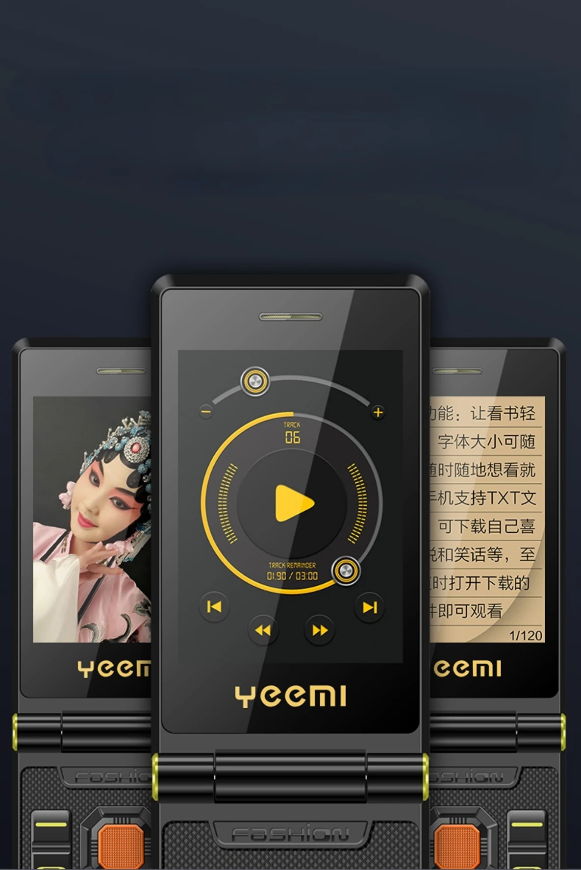 2G Outdoor Folding Senior Phone With Strong Battery Two Big Display Dual Sim Large Button SOS Key Speed Dial Loud Voice Phone