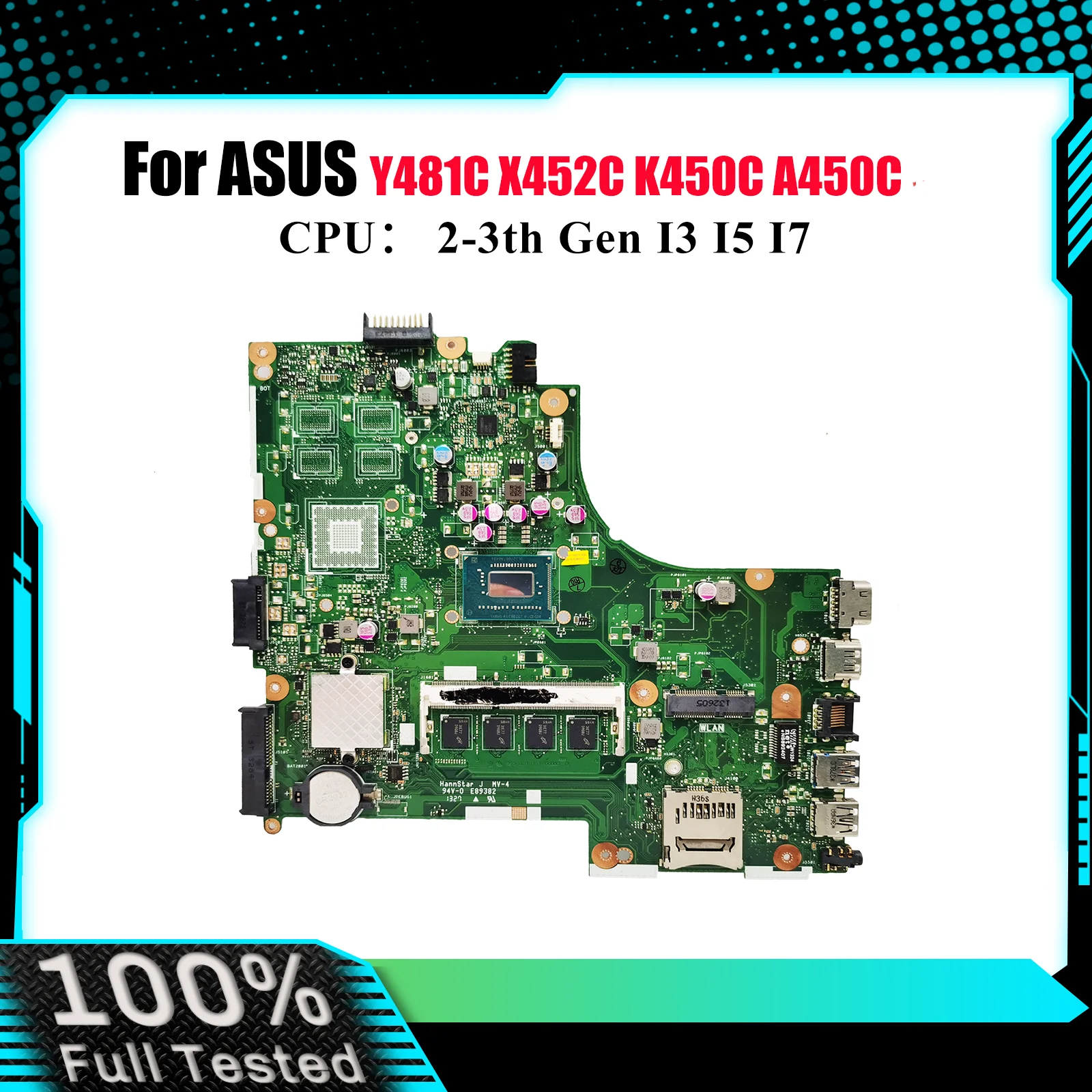 

X450CA Материнская плата для ноутбука ASUS VivoBook K450C X450C Y481C X450CL X452C A450C X450CC X450CP Материнская плата с процессором I3 I5 I7 stk