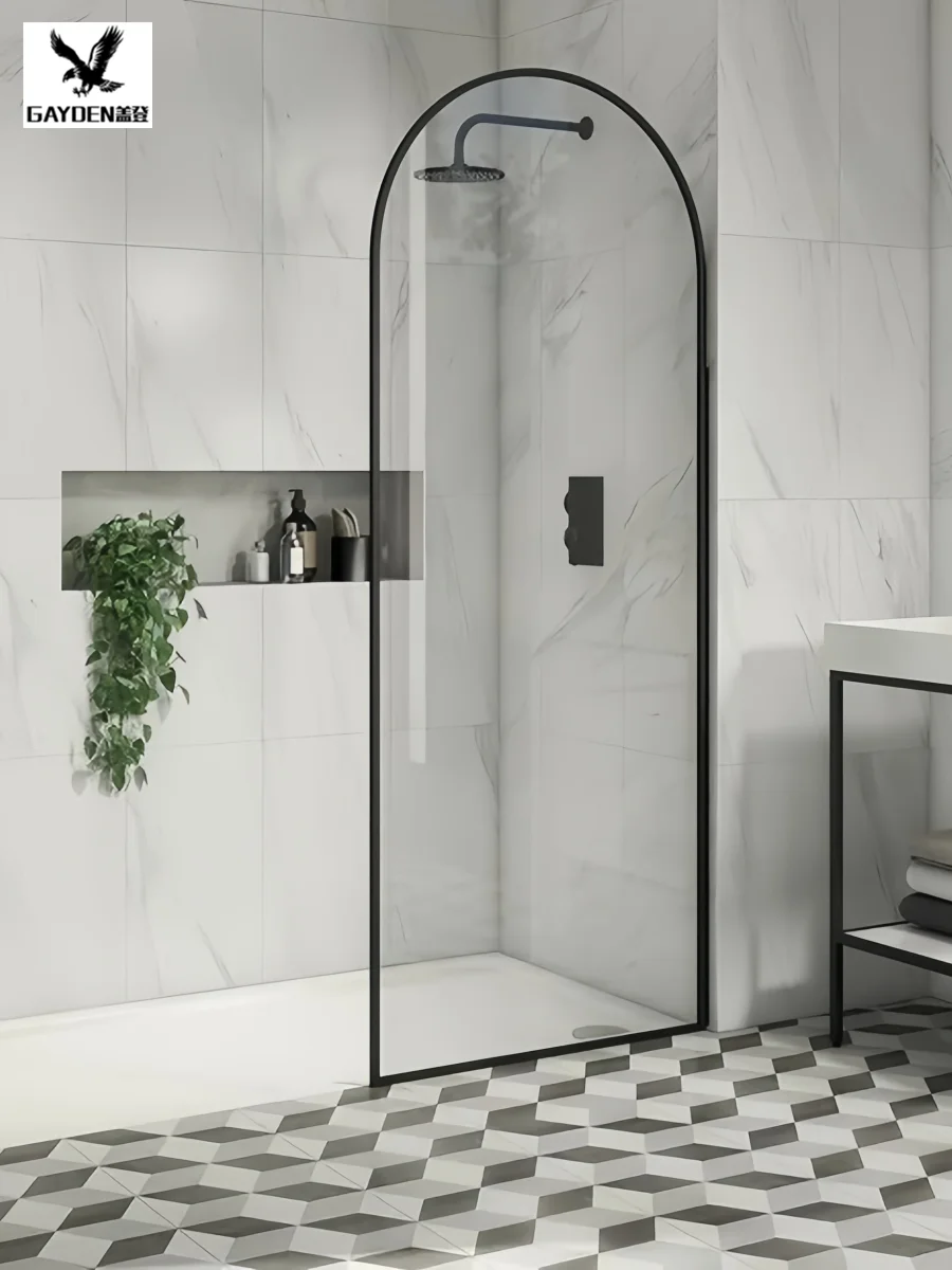 Divisorio per doccia curvo in oro divisorio per bagno divisorio a forma di uno schermo per porta scorrevole schermo per bagno con porta in vetro
