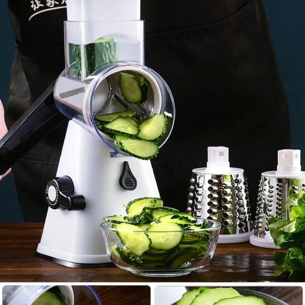Hand Operated Rotary Vegetable Slicer Shredder Grater Kitchen Tool For Salad Making Potato Carrot Cooking Prep