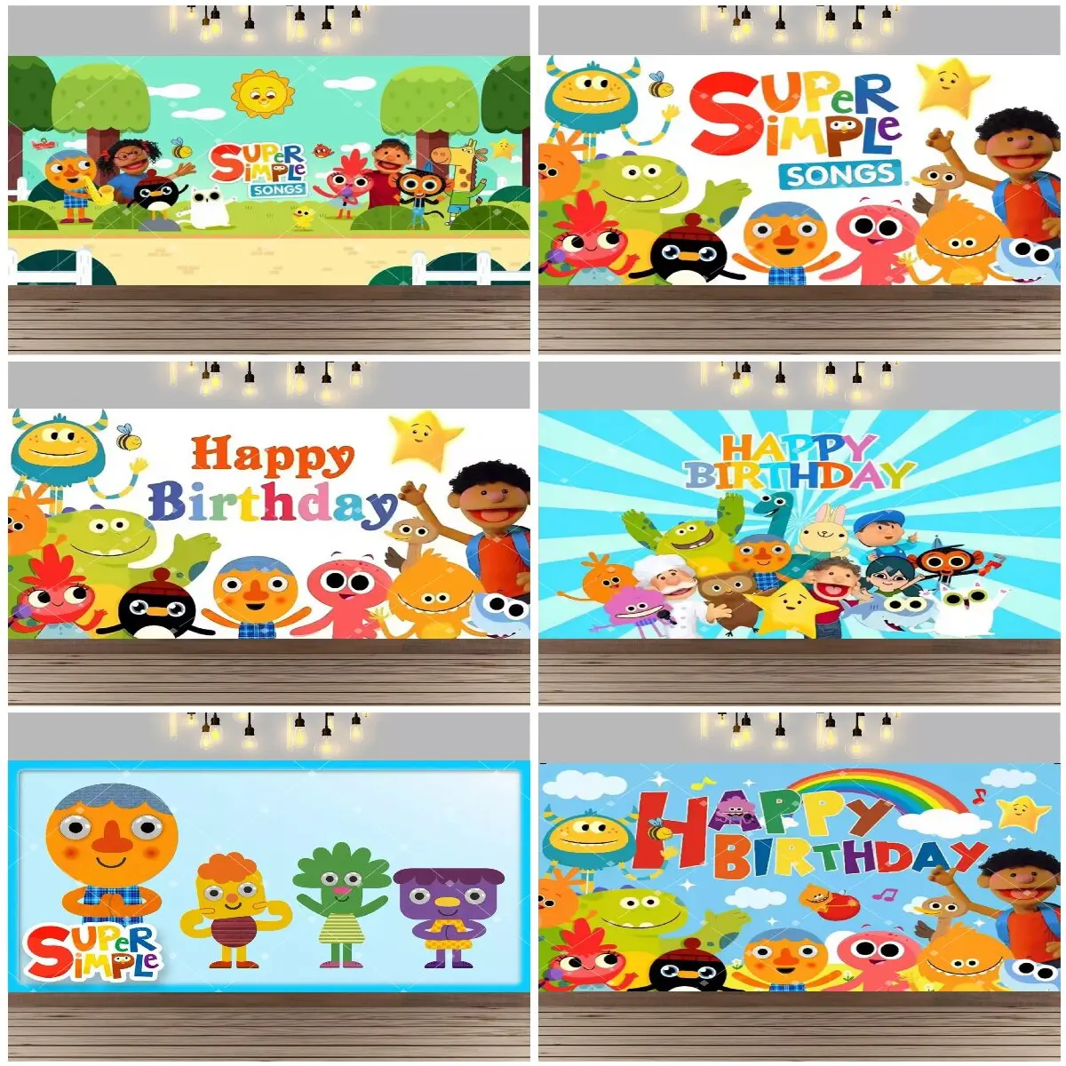

Cartoon Super Simple Songs Theme Party Decoration Backdrop SSS Birthday Party Supplies Photos Photography Props Banner