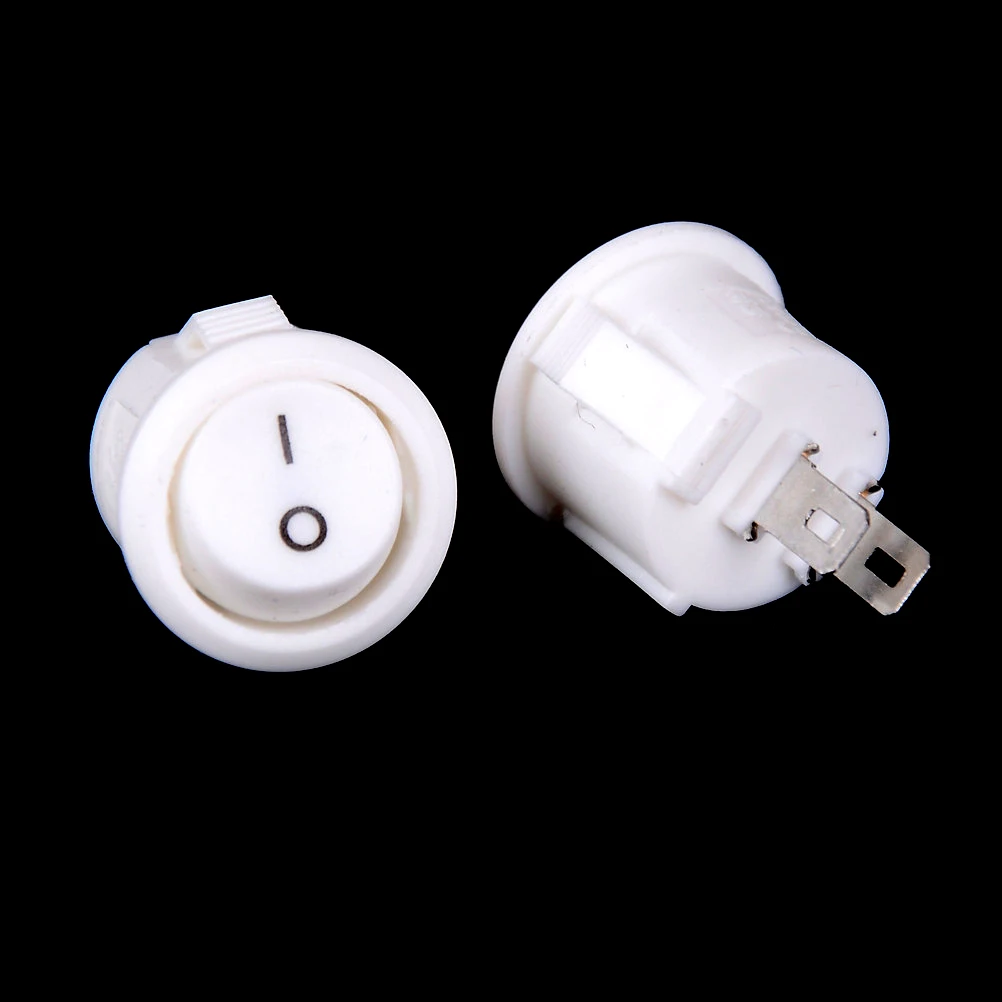 10Pcs/set 16mm Diameter Small Round White Boat Rocker Switches Mini 2 Pin ON-OFF Rocker Switch 3A/250V