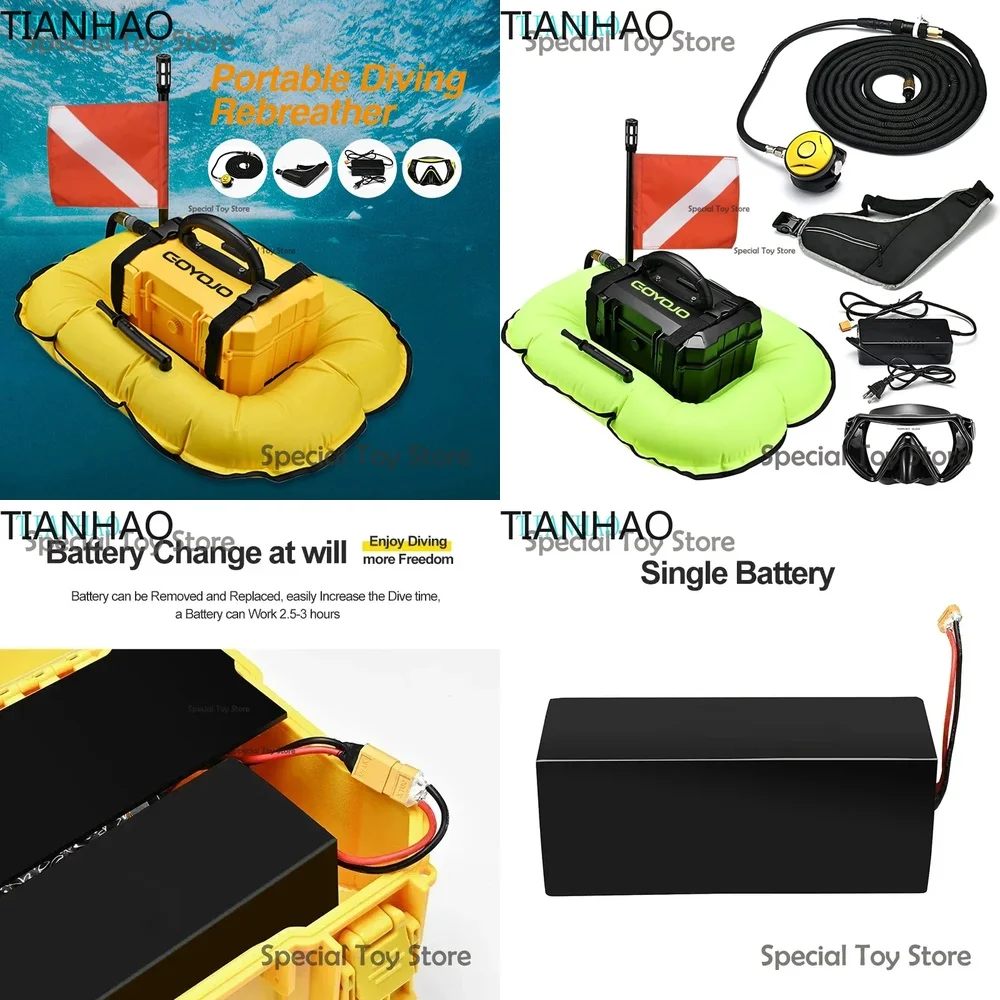 Diving Ventilator Tankless System Waterproof Portable Support for Up to 10 Meters Depth and 3 Hours Underwater Snorkeling in