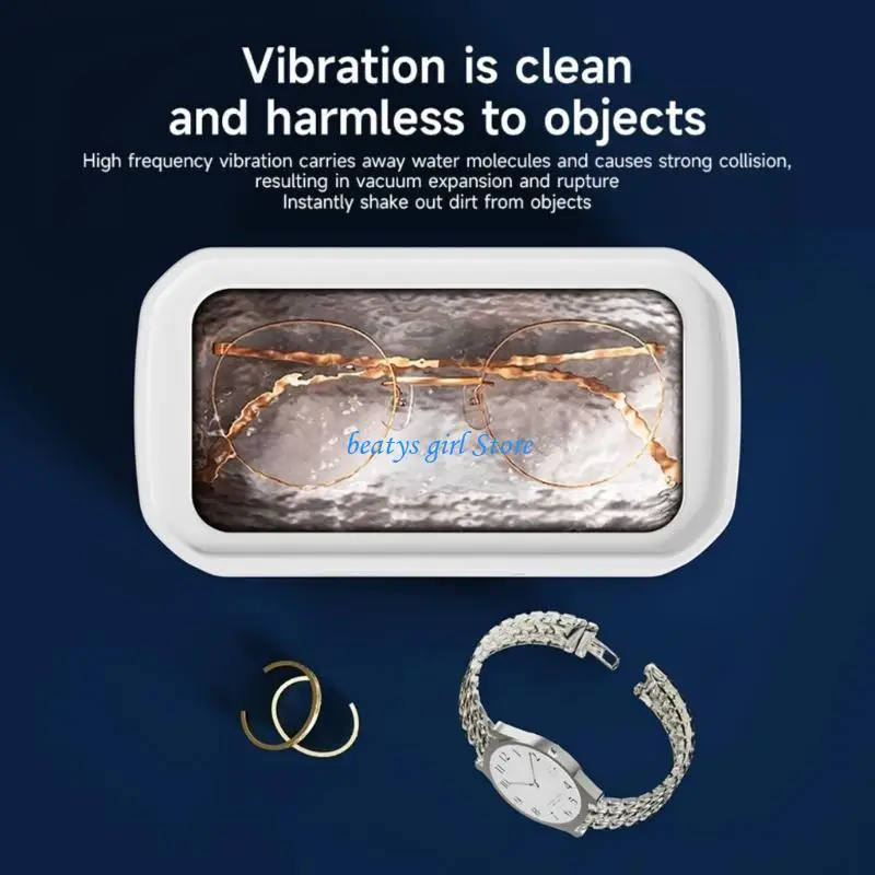 

C7AB Ultrasonic Jewelry Cleaner 650ML for Glasses Rings and Watch Bands Digital Timer