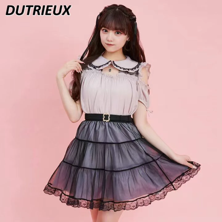 2024 New Summer Ribbon Belt Mine Series Mass-Produced Sweet Cute Casual Lolita Skirt Japanese Style High Waist Skirts for Women