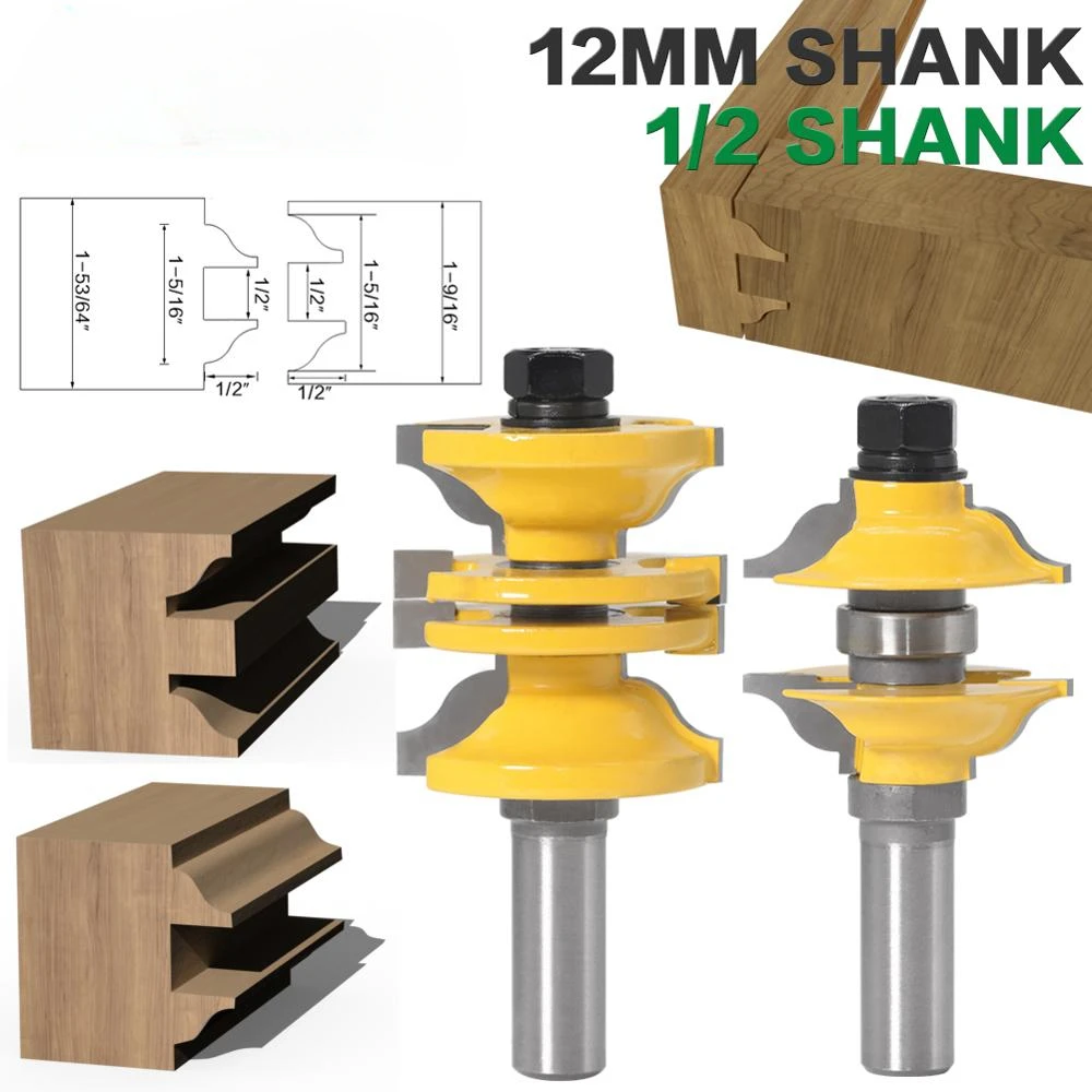 

2pcs 12mm 1/2" Shank Entry & Interior Door Ogee Router Bit Matched MIlling Cutter Set for Wood Woodworking Machine