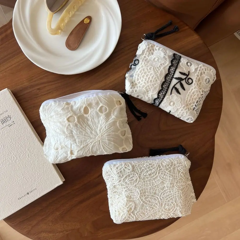 Organza Lace Embroidered Storage Bag Flower Cute Jewelry Storage Bag Embroidery Hand-Held Small Makeup Bag Makeups Accessories