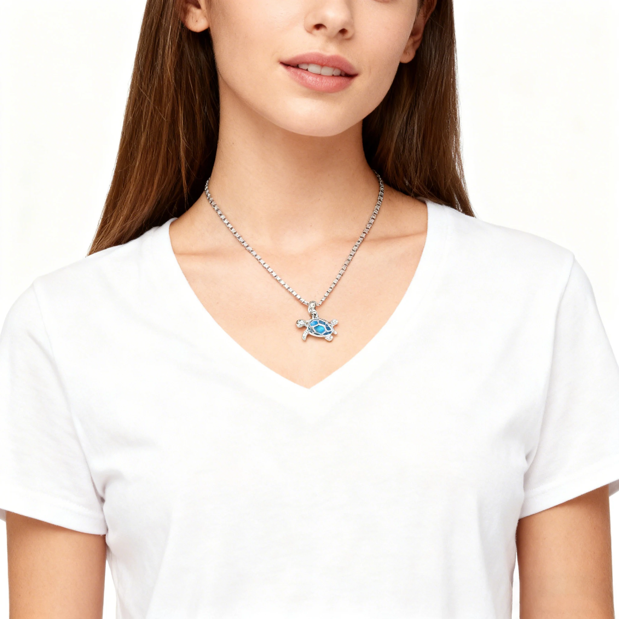 Boho Turtle Shape Charm Pendant White K Pendant Blue Opal Jewelry Necklace Pendants for Men & Women Valentine Aniversary Gifts