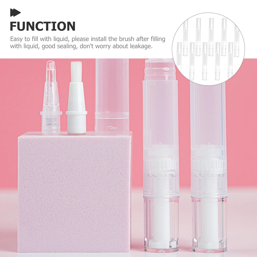 

10pcs Foundation Dispenser 5ml Brush Tip Portable Twisting Pen Refillable Tubes Container for Makeup Nail Oil Eyelash Growth