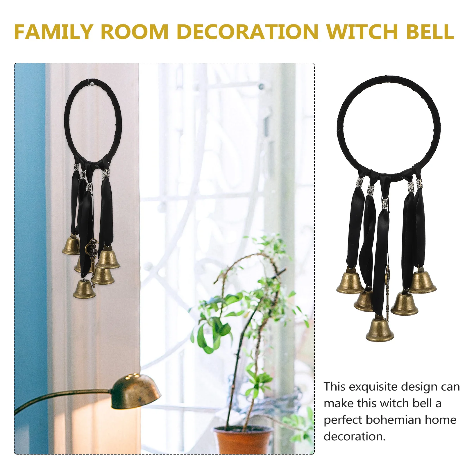 

Magical Wind Chime Chic Blessing Decor Halloween Decorative Witch Metal Bell Delicate