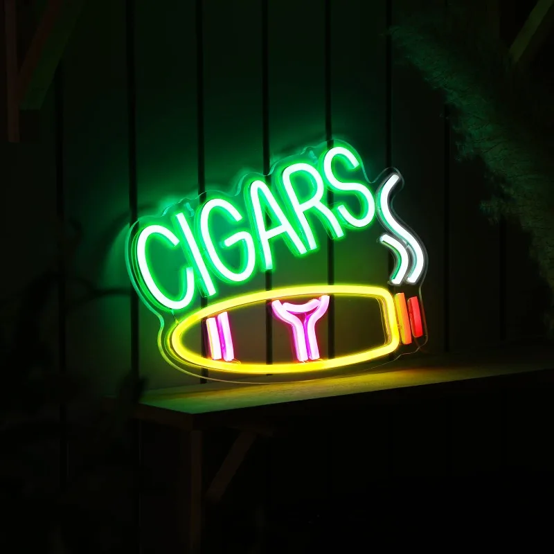 Cygara Bar Neon Man Cave akcesoria oświetleniowe 15.75 Cal LED na USB dekoracyjne otwarte prezenty dla świątecznego domu w hotelu (fajne)