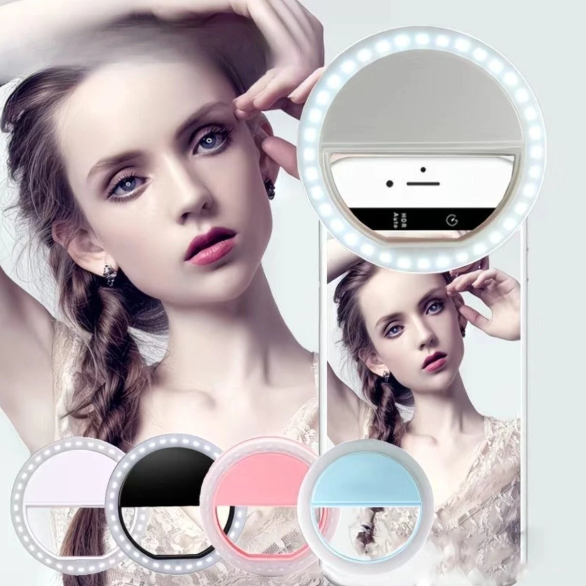 الهاتف المحمول حلقة الضوء التعميم القابلة لإعادة الشحن LED فلاش الجمال الخفيفة للتصوير الفوتوغرافي صورة شخصية ضوء ملحقات الهاتف المحمول