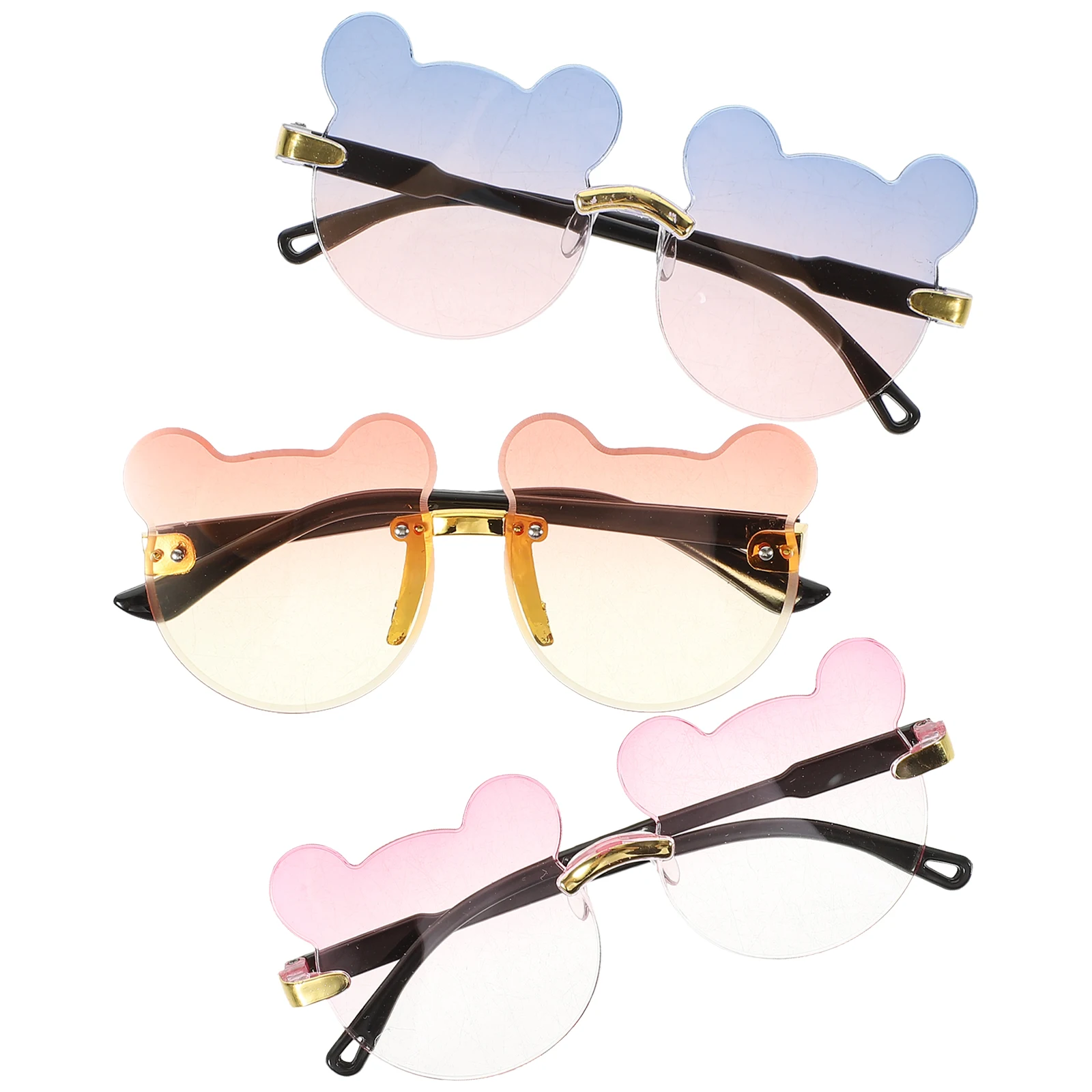 

3 Pcs Children Cartoon Sunglasses UV400 Protection Lightweight Funny Bear Eyeglasses Kids Girls Party Festival Accessories