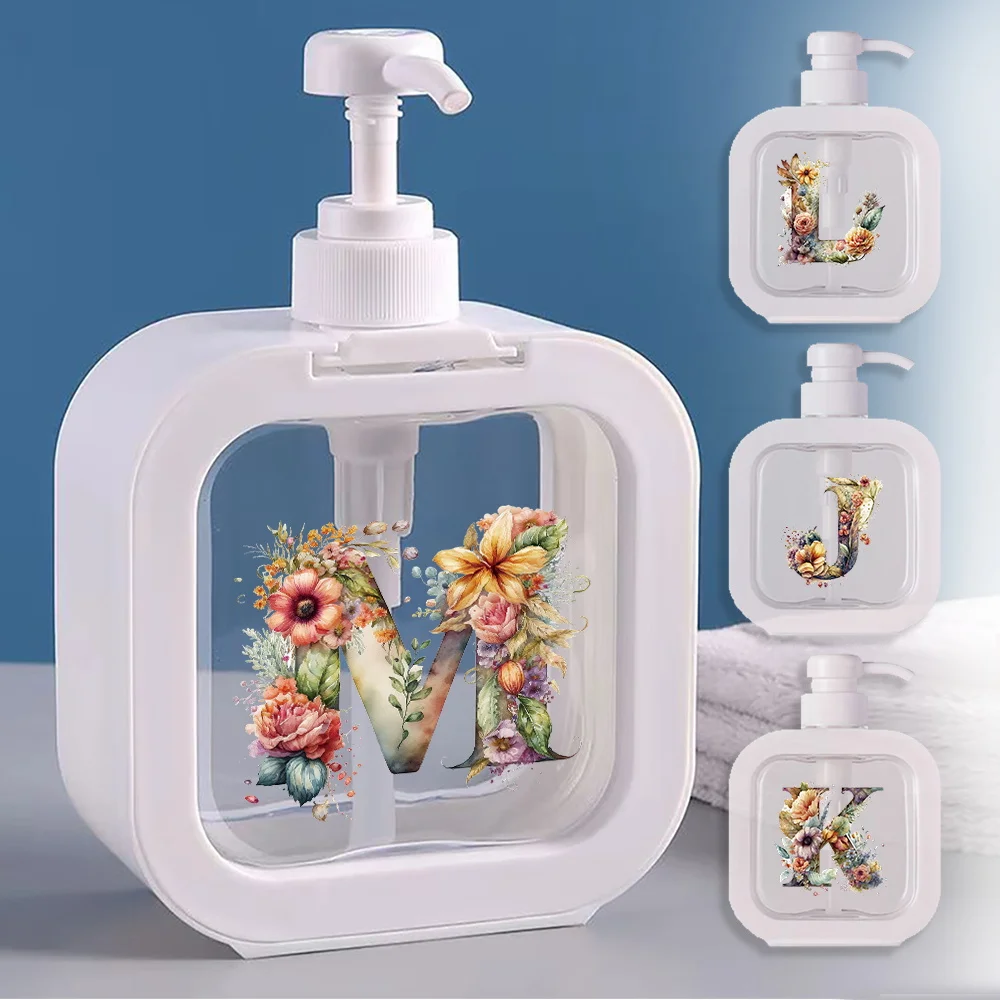 

Press Type Lotion Bottle Detachable Soap Dispenser Large Capacity Refillable Lotion Bottles For Home House Floral Letter Pattern