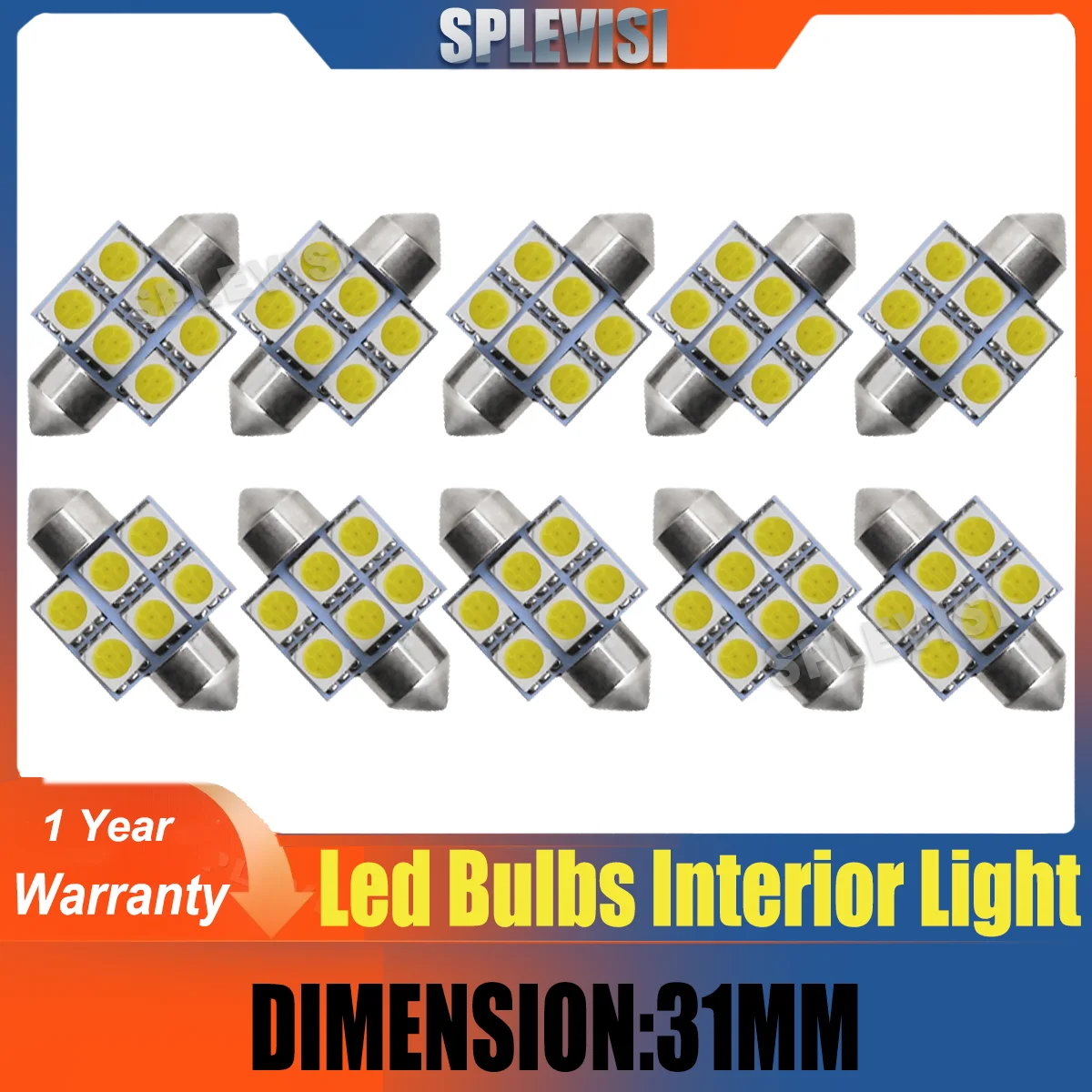 

31MM Vibration Resistant Festoon DE3175 LED Interior Map Light Bulb 6000K White DE3425 DE3021 DC 12V