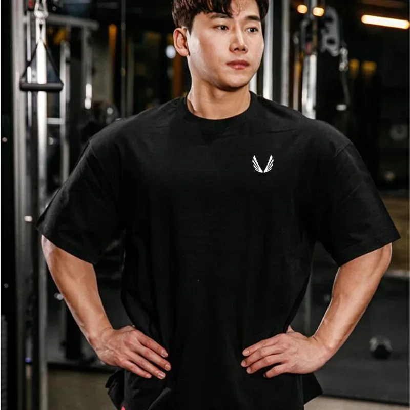 

Fitness short-sleeved T-shirt trendy loose plus size training top running sports casual crew neck muscle bottoming shirt