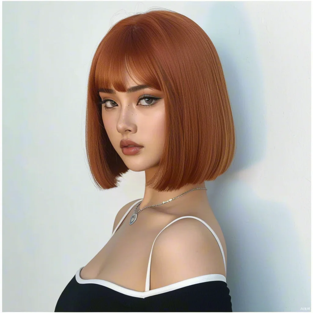 

12 inch women's orange short bob wig , high temperature resistant synthetic hair, perfect for daily use and role play