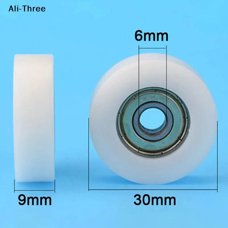 

1Pcs 626ZZ 6*30*9mm Flat Rubber Coated Bearing Pulley Wrapped Bearing Pulley Plastic Wheel Bearing Pulley Furniture Fitting
