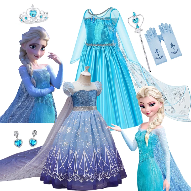 

Карнавальные костюмы принцессы Эльзы «Холодное сердце» для девочек Дисней, детское карнавальное платье для выпускного вечера, детская одежда, платья принцессы Эльзы