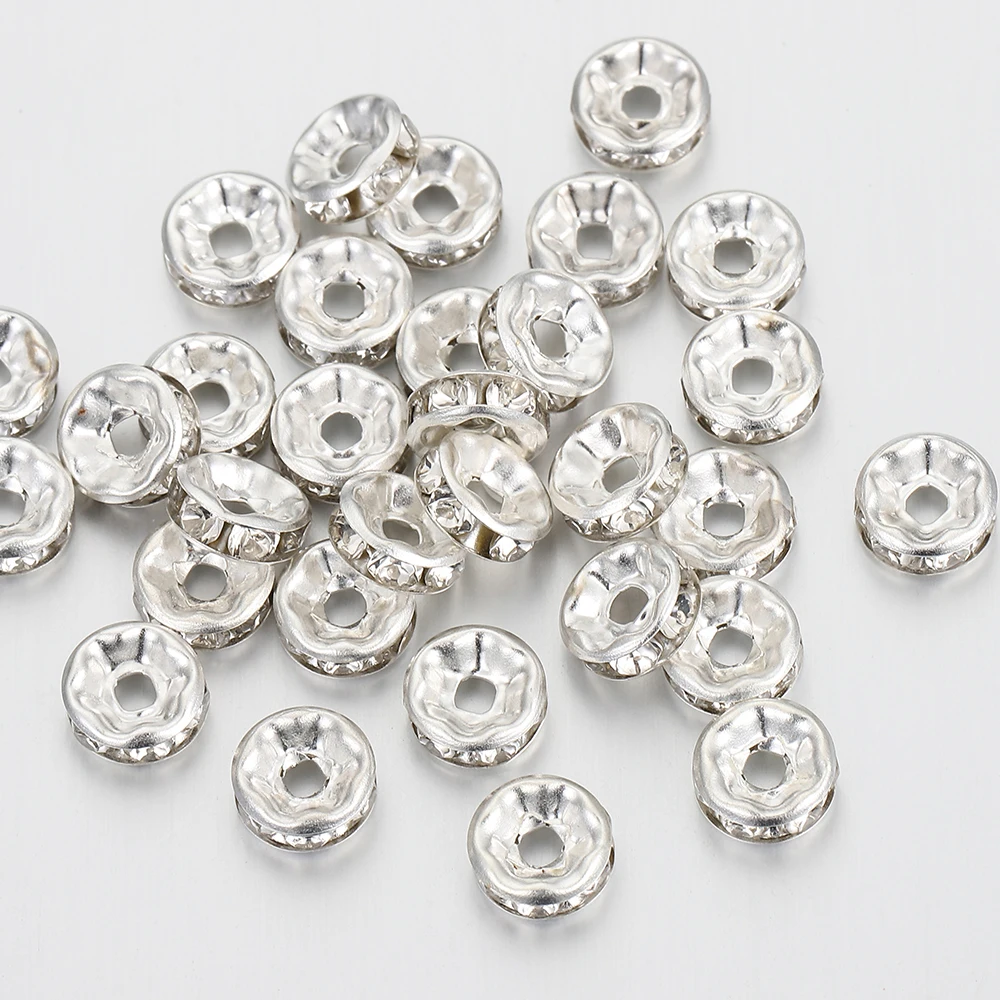 100 Stück/Lot Strass Rondelles Kristallperlen flach 4 6 8 10 mm lose Distanzperlen für DIY Schmuckherstellung Zubehör Zubehör