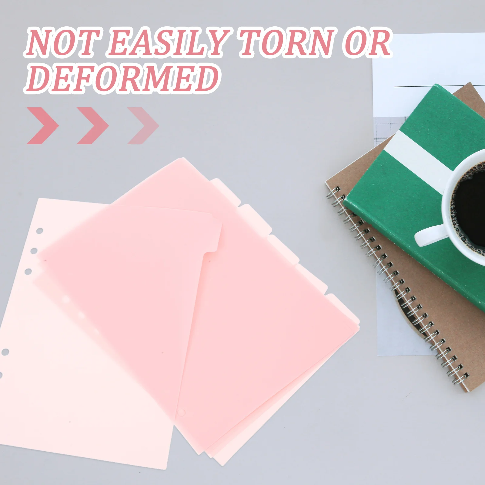 6 قطعة A5 فواصل الموثق علامات الصفحة البلاستيكية لكمات دفتر مجلة تقرير مؤشر تسميات المفكرة علامات التبويب مقسم ملون