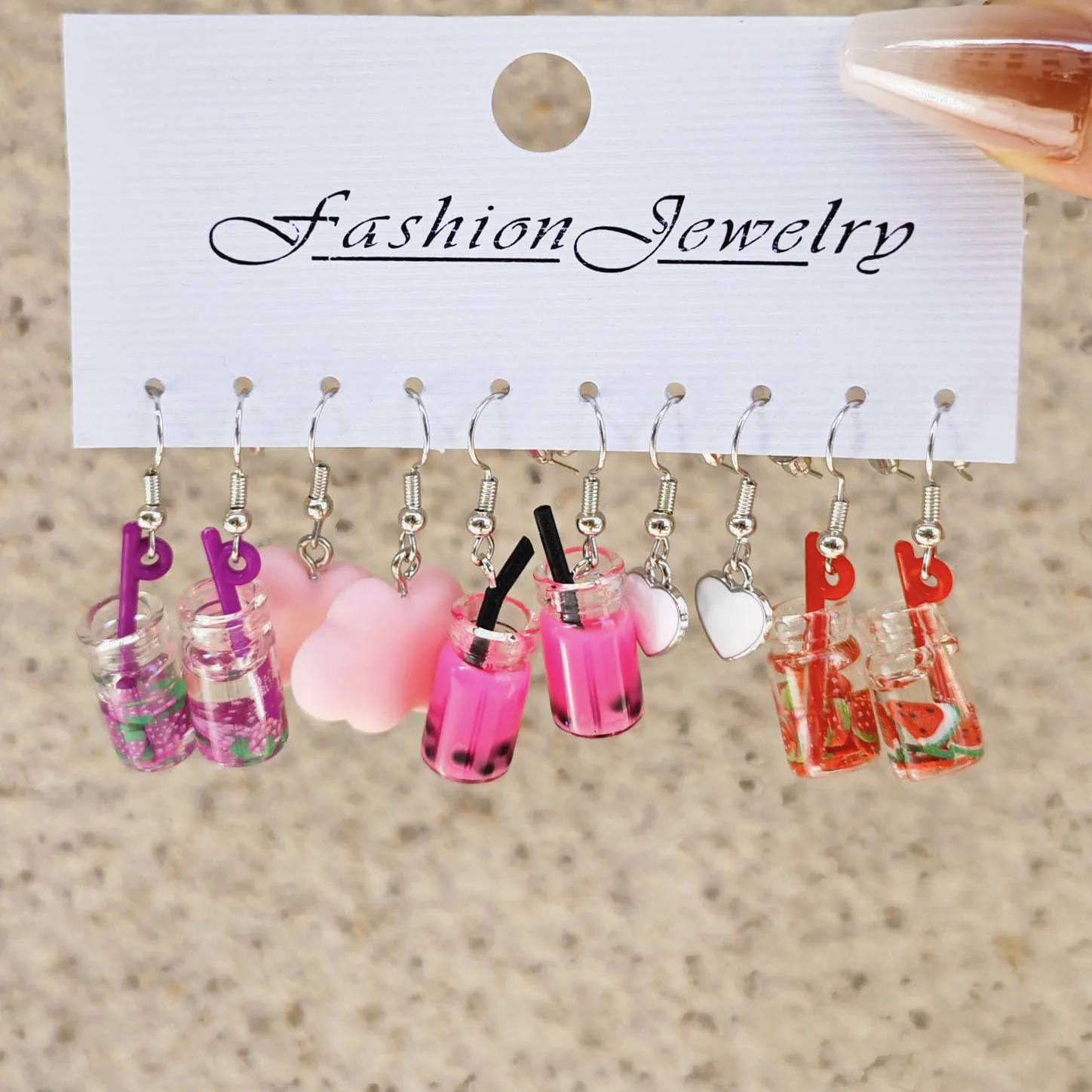 10pcs Resin Animal Pendant Earrings: Sweet and Artistic Floral Butterfly Milk Tea Design