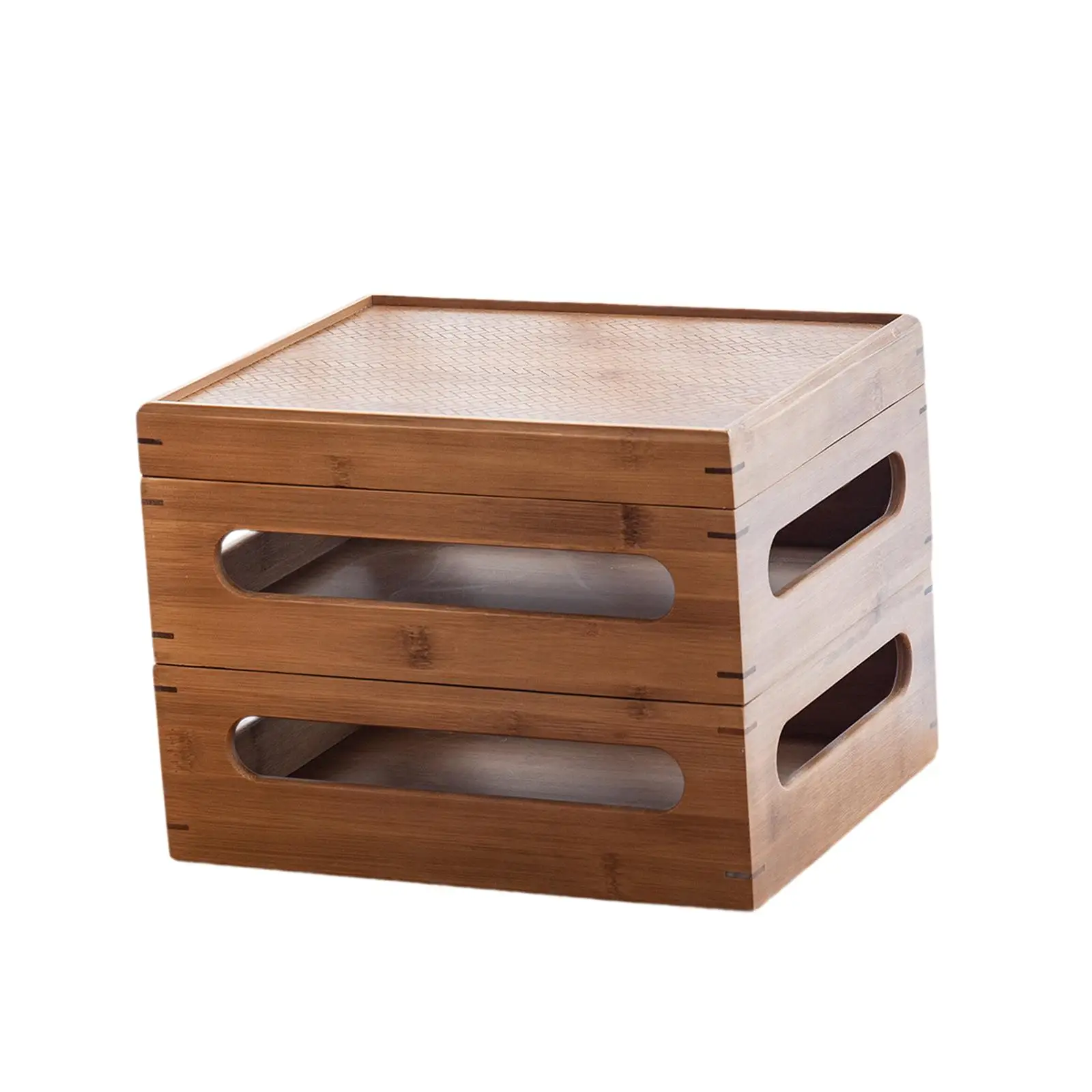 

Two Layers Wood Teaware Organizer 30x24x22.5cm for Home Decoration Multipurpose with Lid