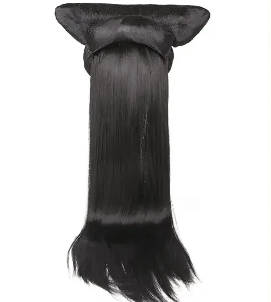 Serpiente blanca para mujer, pelo de cosplay, tocado de princesa Guan Yin negro, Hada larga y recta, fotografía de juego de película