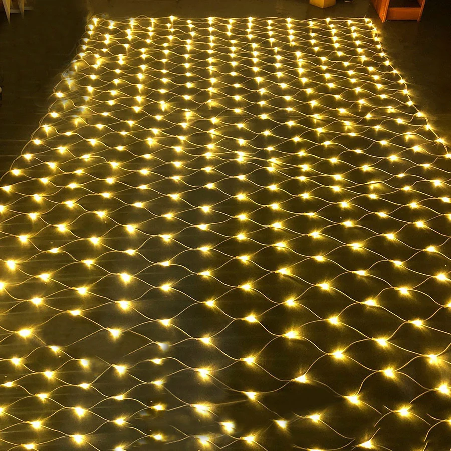 2*2M/3*2M Led Mesh String Lights Eu Plug 8 Modi Kerst Tuinverlichting Slinger Buiten Bruiloft Feestzaal Gordijn Kerstverlichting