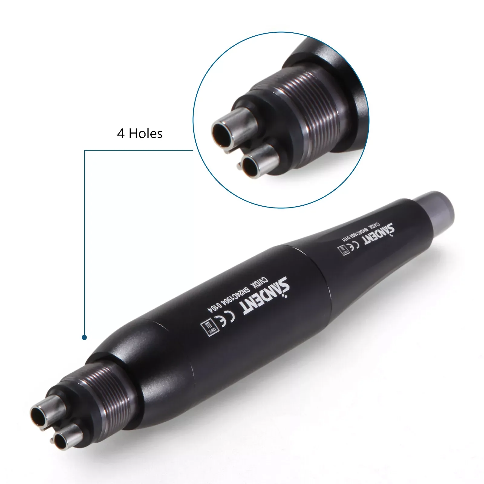 

360 ° Поворотный наконечник для стоматологической гигиены, пневматический двигатель, 4 отверстия, с прямым носовым конусом 4:1, подходит для NSK