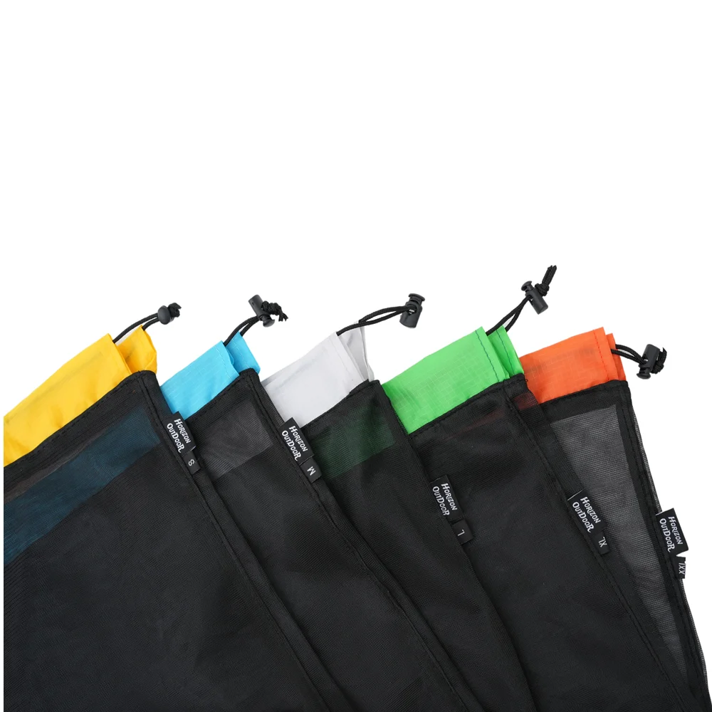 Ultralight Mesh Stuff Sack Drawstring Storage Bag High-Density Nylon Organizer Pouch for Camping Hiking Clothes Sleeping Bag gallery 4