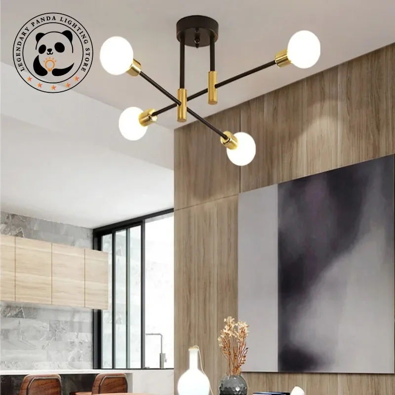 Nordic Modern Pendant Light Minimalist Metallic Luster Parlor Kitchen Restaurant LED Ceiling Chandelier Indoor Fixture Art Decor