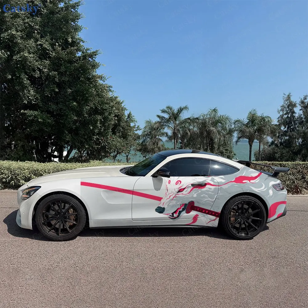 

2PCS Flame Mark Wolf Heart, Durable, Fade-resistant, Enhance Vehicle Aesthetics With Bold Artistic Design Car Vinyl Wraps